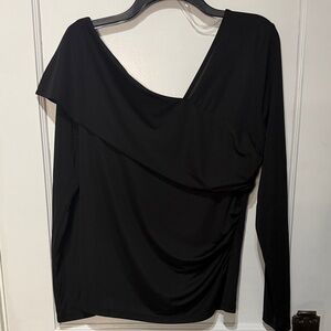 INC Women's Black Asymmetric neck top. XL but fits like a Large.